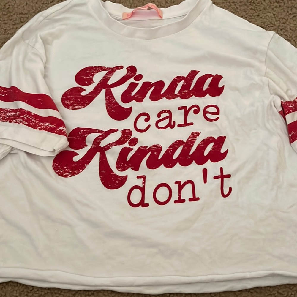 A red and white crop shirt